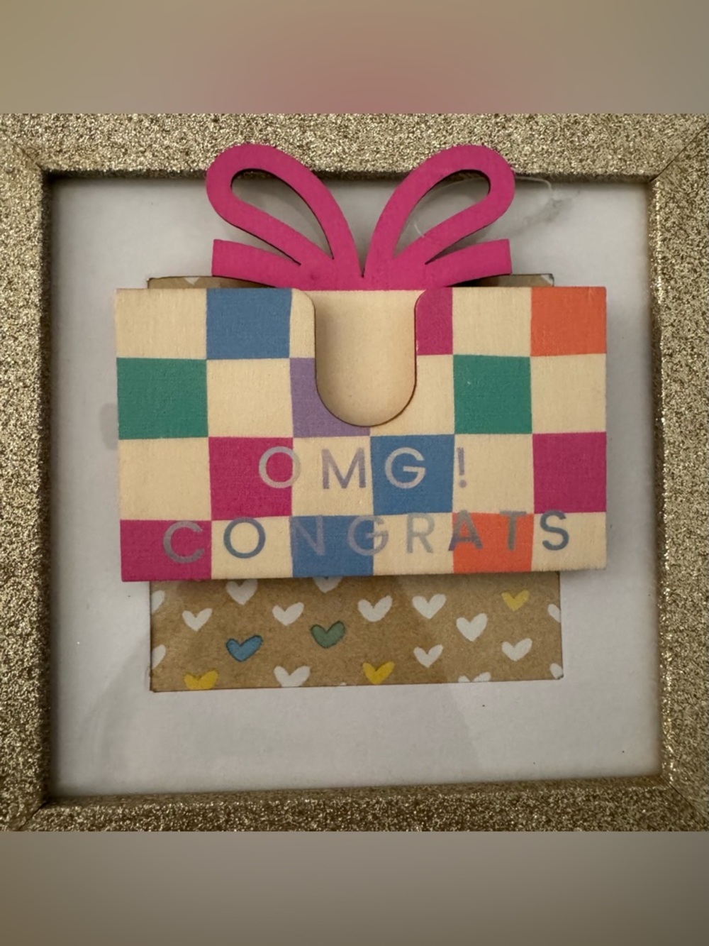 NWOT Plywood Gift Card Holder - Congrats